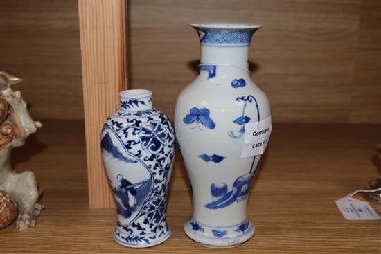 Two Chinese blue and white figure vases, 19th century tallest 20cm